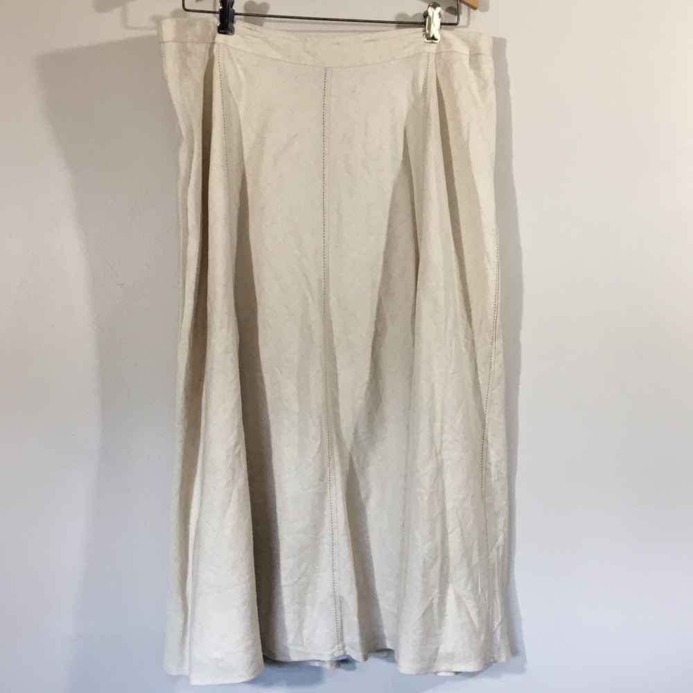 CJ Banks Linen Blend A Line Midi Skirt